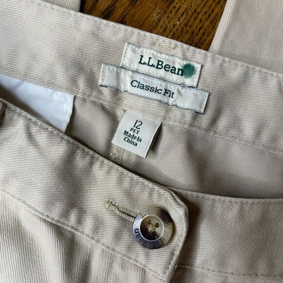 (2) pair L.L. Bean Classic Fit Chino Pants black and khaki size 12P NWT women's - Picture 9 of 16